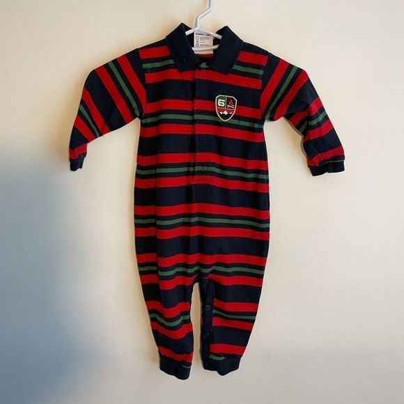 VTG Oshkosh Baby One Piece Striped Romper 18M - Picture 1 of 4